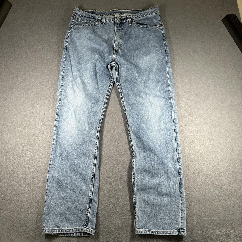 Levis 505 Jeans Mens 36x30 Blue Stretch Regular Fit Straight Denim Medium Wash